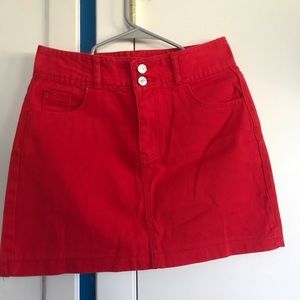 Red Denim Skirt